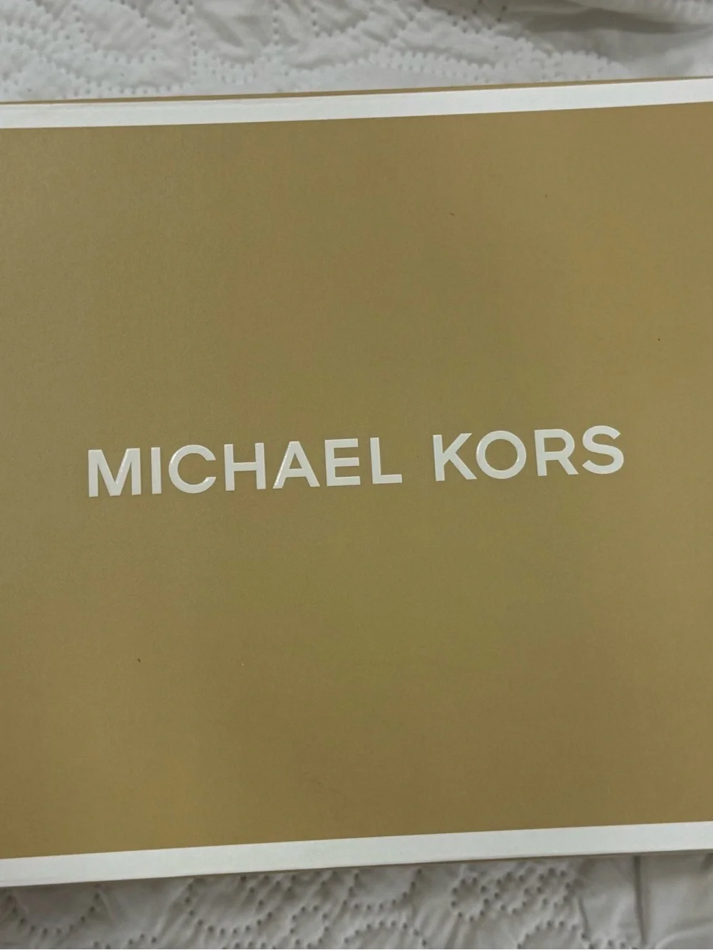 Michael Kors Cream Logo Crossbody with Brown Strap
